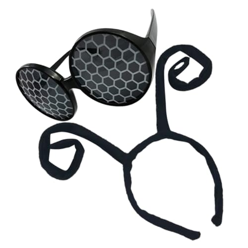 DIKACA Bug Antenne Stirnband mit Brille Kreatives Schwarzes Cosplay für Karneval und Party Langlebiges Kunststoff und Stoffmaterial Auffälliges Kostümzubehör für Frauen und Mädchen von DIKACA