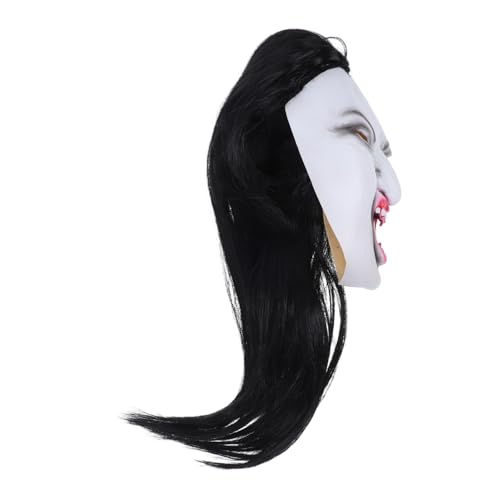 DIKACA Creepy Halloween Maske mit Langem Haar Leichte Atmungsaktive Gruselfrau Maske für Erwachsene Passend Komfortabel für Party Bühne und Kostümveranstaltungen von DIKACA