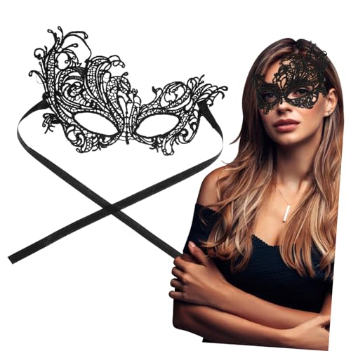 DIKACA Damen Spitzen Masquerade Maske Halbe Gesichtslace Maske Verstellbar mit Stoffband Leichte Dekorative Augenmaske für Karneval Halloween Maskenball und Kostümparty von DIKACA