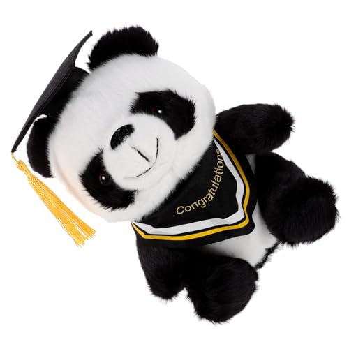 DIKACA Doktor Panda Puppe Plüsch Panda Pandas Gefüllter Abschlussbär Stofftier Panda Puppe Abschluss Panda Plüschtier Abschlusshut Panda Panda Gelbe Baumwolle von DIKACA