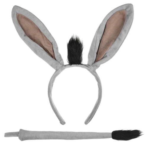 DIKACA Donkey Kostüm aus Grauem Garn mit Ohren Haarreif und Robustes Bequemes Tier Kostüm Zubehör für Karneval Mottoparty und Fasching Erwachsene von DIKACA