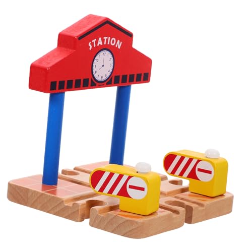 DIKACA Spielzeug Eisenbahnspielzeug Bahnhof aus Holz Kinderspielzeug aus Holzeisenbahn Spielzeuge Massenspielzeug Modelle Kindermodell vortäuschen Spielstation, Bahnsteigspielzeug von DIKACA