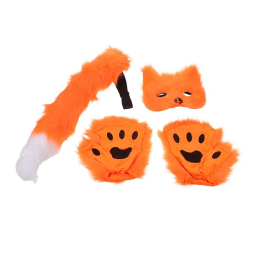DIKACA Fuchs Cosplay Set für Erwachsene Realistische Fuchsmaske Kunstpelz und Handschuhe Leichtes Tragbares Kostüm für Halloween Karneval und Rollenspiel-partys von DIKACA