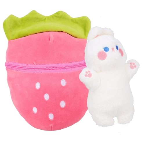 DIKACA Gefülltes Plüschspielzeugkissen Kuscheltier Tier Heimdekor Puppe Für Zuhause Tierpuppe Plüschpuppe Weiche Fruchtpuppe Plüschpuppe Reißverschluss Plüschpuppe von DIKACA