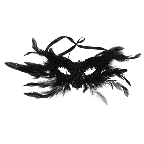 DIKACA Gothic Federmaske Halbgesichts mit Pailletten und Elastischem Band für Halloween Karneval Party Bühnenauftritt von DIKACA