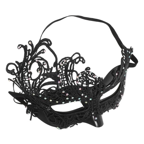 DIKACA Halbgesichtige dekorative Spitzenmaske für Damen mit Elastischem Band Komfortabel und Vielseitig für Halloween Kostümball Maskenball und Themenpartys Schwarze Spitzenverzierung für von DIKACA
