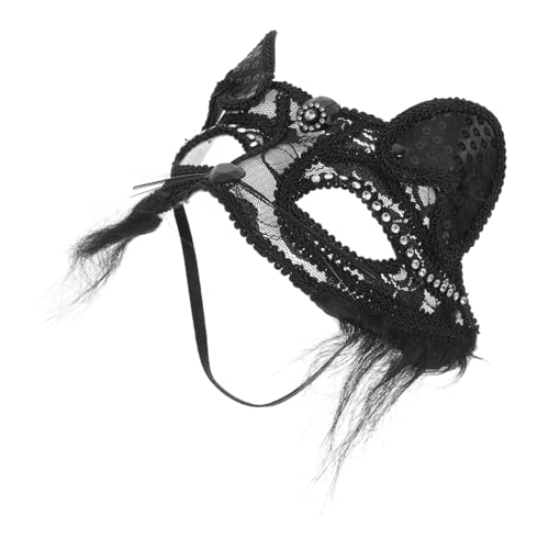 DIKACA Halloween Katzenmaske Cosplay Masquerade Maske Schwarz Dekorative Tiermaske für Kostüm und Karnevalspartys Leicht zu Tragen mit Sehöffnungen Geeignet für Fasching und Halloween von DIKACA