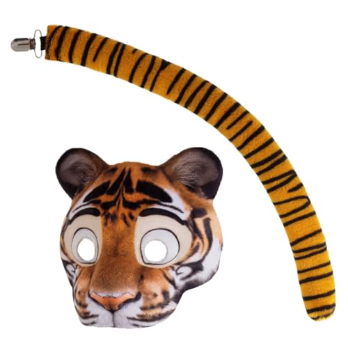 DIKACA Halloween Tiger Mask Set mit Elastischem Band Realistische EVA Tier Maske und Atmungsaktiv für Karneval Cosplay Maskenball und Party Erwachsene von DIKACA