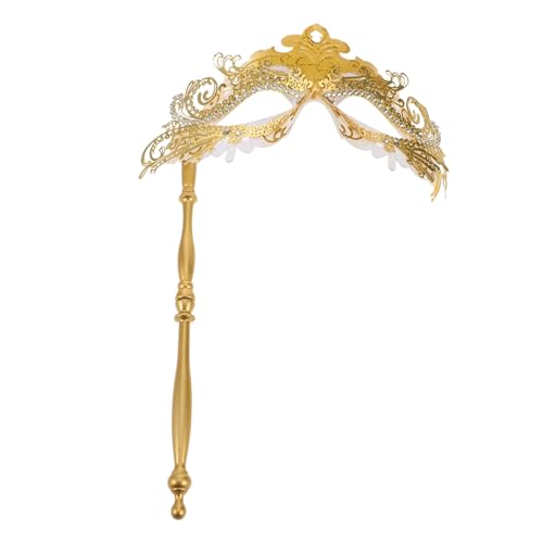 DIKACA Handgehaltene Masquerade Maske für Damen mit Abnehmbarem Stab Glänzende Karnevalskostüm Maske Drachenmotiv mit Strassbesatz für Ball Cosplay und Party von DIKACA