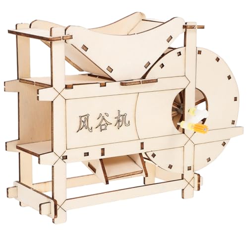DIKACA Handkurbel-Dreschmaschine experimente Experiment wintilator Notstrom Dreschmaschine Modell Einer Handdreschmaschine Bildungswissenschafts-Kit hölzern von DIKACA