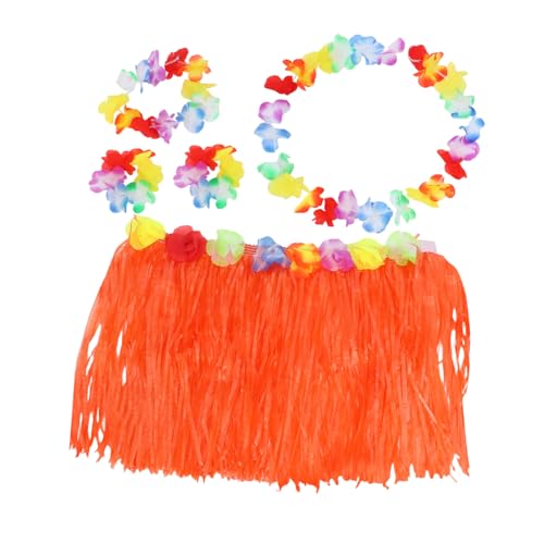 DIKACA Hawaii Kostüm Set Orange Grasrock mit Blumengirlande Armbändern und Haarreif Buntes Luau Party Outfit für Strand Inselmottos Sicher und Bequem zum Tanzen Geeignet DIKACA Hawaii Kostüm Set Orange Grasrock mit Blumengirlande Armbändern und Haarreif Buntes Luau Party Outfit für Strand Inselmottos Sicher und Bequem zum Tanzen Geeignet von DIKACA