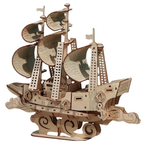 DIKACA Hölzernes Segelboot Spielzeug Holzschiffe 3D-gehirn-Puzzle 3D-Puzzle-montagespielzeug Modelle Für Erwachsene Osterparty Goody Bag Stuffer Dreidimensional Kind Handgefertigtes Boot von DIKACA