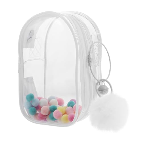 DIKACA Hohe Transparente Puppen Aufbewahrungstasche Puppensammeltasche Mit Pom Poms Für Mini Figuren Staubdichtes Display Case Für Puppen Und von DIKACA