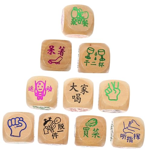 DIKACA Holzhandwerk Würfel Spielwürfel Spielwürfel aus Lustige Brettspielwürfel Party Holzwürfel Holzpunktwürfel Familientreffen Würfel Requisite Buchstabenwürfel für Rollenspiele Poker von DIKACA