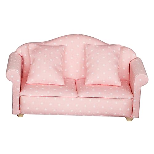 DIKACA Holzsofa Für Pinkes Gepunktetes Sofa Mit Kissen Ideales Für Puppenhäuser Dekoration Für Schreibtisch DIKACA Holzsofa Für Pinkes Gepunktetes Sofa Mit Kissen Ideales Für Puppenhäuser Dekoration Für Schreibtisch von DIKACA