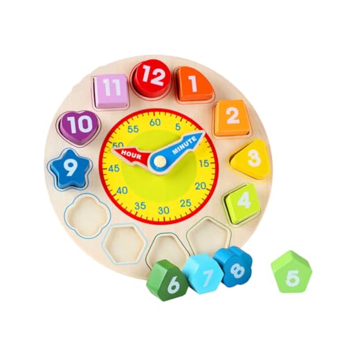 DIKACA Interaktives Lernspielzeug Aus Holz Uhr Mit Geometrischen Formen Lernset Für Kinder von DIKACA