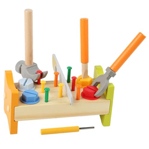 DIKACA Jungen- Und Mädchenfreundliches Holz-werkbank-Set Mit Hammer Pädagogisches Spielzeug Für Kleinkinder Jungen Und Mädchen von DIKACA
