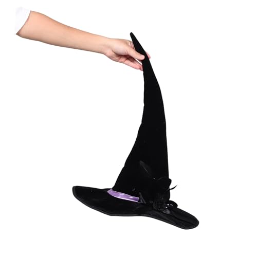 DIKACA Hut Kostüm Zaubererhut Hexenkostüm Accessoire Mittelalter Zaubererhut Cosplay Hexenhüte Dekor Gnomenhut Halloween Kostüme Accessoires Schwarz von DIKACA