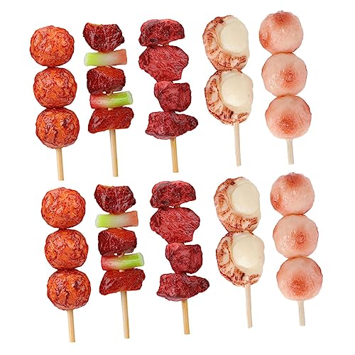 DIKACA Kinder Spielen Spielzeug Simulationsgrillspielzeug Simulierte Grillspieße Grillschnüre für Kinder Küche Spielset Plastikspielfutter Simuliertes Lebensmittelmodell BBQ Kochendes von DIKACA