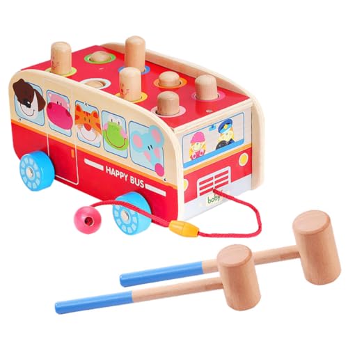 DIKACA Spielzeug Kinderspaß-Bus- -Perkussionsspielzeug für den Kindergarten zur Früherziehung hämmernder Hammer hölzernes musikalisches Hämmern Kinderspielzeug schmecken von DIKACA