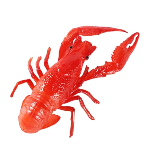 DIKACA Krebsmodell gefälschte geschälte Garnelen krabbelndes Babyspielzeug Krebsfigur kleine Hummerfigur Meeresfrüchte Modell realistische Hummerfigur gefälschtes Hummerspielzeug PVC rot von DIKACA