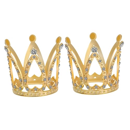 DIKACA Kronen Cupcake Topper Kuchenornamente Kronen Kuchenaufsatz Strasssteine Prinzessinnen Kronen Krone zum Basteln Krone Kristallkugel Ständer für Puppenhaus Feengarten Zubehör von DIKACA