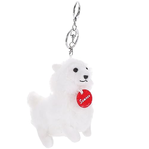 DIKACA Kuscheltier Schlüsselanhänger Plüschhund Schlüsselanhänger Für Tasche Samojede Kuscheltier Kette Rucksack Schlüsselanhänger Kawaii Schlüsselanhänger Plüschhund von DIKACA