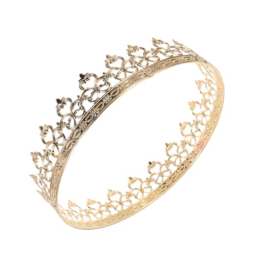 DIKACA Leichte Herren Königskrone aus Goldfarbenem Metall Minimalistische Prinzenkostüm Haarschmuck Hohl Gestaltete Tiara für Halloween Hochzeiten Cosplay und Festliche Anlässe von DIKACA