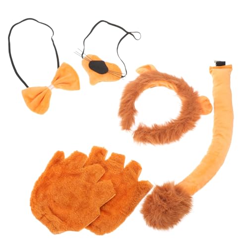 DIKACA Lion Kostüm für Leichtes Weiches Cosplay Stirnband Nasenapplikation Schleife und Fingerlosen Handschuhen für Halloween Rollenspiele Themenpartys von DIKACA