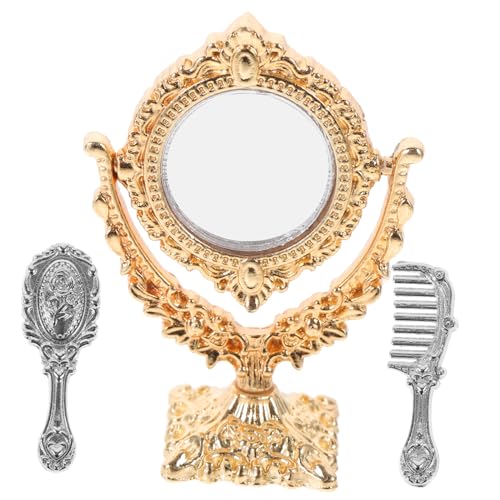 DIKACA Make Rundem Spiegel Kämmen Modell Puppenhaus für Dekoration Golden mit Modelle Vintage Spielzeug up Miniaturspiegel DIKACA Make Rundem Spiegel Kämmen Modell Puppenhaus für Dekoration Golden mit Modelle Vintage Spielzeug up Miniaturspiegel von DIKACA