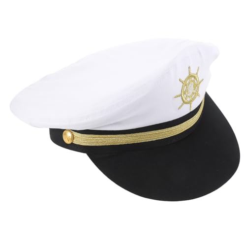 Marinemütze Matrosenmütze Kapitän Prop Schiffshut Kinderkleidung Motorhaube für Männer Hüte für Frauen Kapitänsmütze für Yachten Mini bilden Ohrringe Performance-Kostüm Mann Weiß von DIKACA