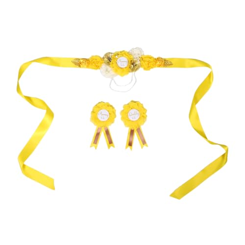 DIKACA Maternity Schärpe und Corsage Set Gelb Bienen-motiv Shower Zubehör für Schwangere Weiches Polyester für Fotoshootings und Party Dekoration von DIKACA