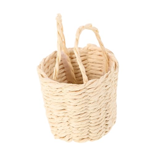 DIKACA Mini-Aufbewahrung skorb Spielzeughaus aus Rattan Webstuhl Webspielzeughaus Wagenspielzeughaus Mini mini Korb Korb puppenhaus wäschekorb Gemüsekorb Bast Beige von DIKACA