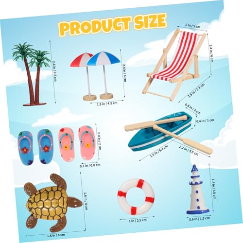 DIKACA Mini Dollhouse Stranddeko Teiliges Micro Beach Ornament mit Realistischem Design Robustem Kunststoff Einfach zu Pflegen als für Miniaturlandschaften von DIKACA