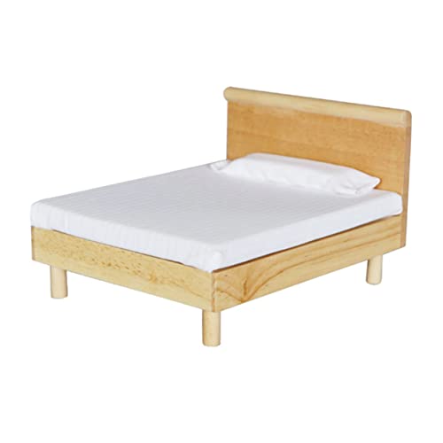 DIKACA Mini-doppelbett Aus Eiche Und Puppenhausmöbel Für Mädchen Rollenspiel Realistisch Sicher Für Kleinkinder von DIKACA
