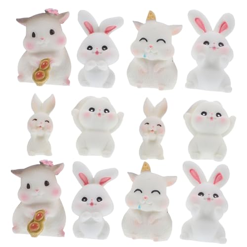 DIKACA Mini Figuren Deko Zum Basteln Mini Harz Hase Dekorationen Kleine Kaninchen Ornamente Für Mikro Landschaften Garten Deko Tisch Deko Kreatives Design Für Teepartys Und Feste Tierspielzeug-Set von DIKACA