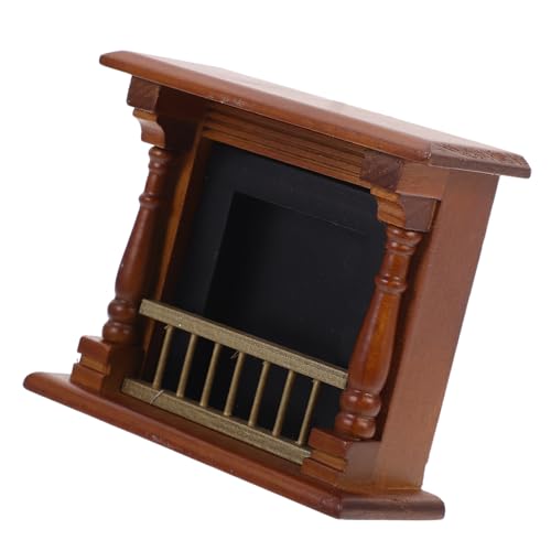 DIKACA Mini Holzkamin Modell LED Möbel Puppen Puppenhaus Miniatur Dekoration Modelle Requisite Für DIY Handwerk Puppenhaus Mini Kamin Modell Mini Holzkamin DIY von DIKACA