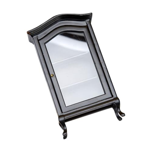 DIKACA Mini Möbel Miniatur Puppenhaus winzig Mini- holzschrank puppenstubenmöbel oyuncak dolapları spielzeugschrank Decor Minischrank zum Basteln Mini-Vitrine aus Holz hölzern Black von DIKACA