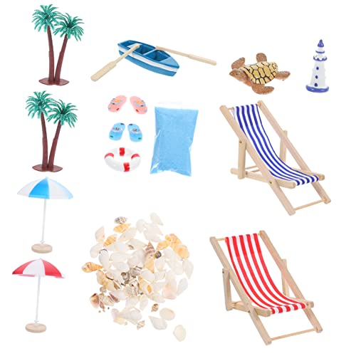DIKACA Mini Strandstuhl Deko Für Puppenhaus Sommerliche Mikrolandschaft Mit Holzstrandliege Und 1 Set Miniatur Strand Accessoires Für Und Puppenhaus Spiele von DIKACA