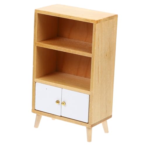 DIKACA Mini Vitrine kinderzimmermöbel bücherregal klein kleine zubehör für puppenhaus Miniatur Puppenhaus-Tapete Mikro Mini-Holzschrank Puppenhaus Bücherregal Bücherregal hölzern von DIKACA