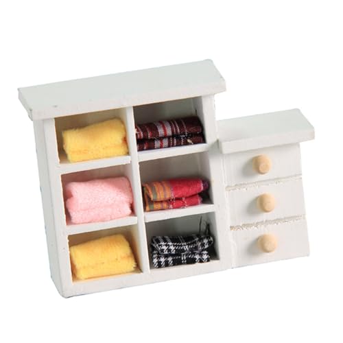 DIKACA Mini White Six-Grid-kabinett Miniaturmodellmöbel Kleines Puppenhaus Zubehör Miniatur-szenen-seitenschrank Puppenstubenmöbel Winzige Möbelminiaturen Hölzern von DIKACA