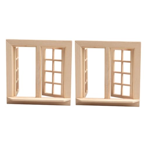 DIKACA Miniatur Fensterrahmen Aus Holz Für Puppenhaus Ungefärbte Mini Holzfenster Für Kreative Dekoration Und Mini Möbel Modelle Für Puppenhaus Zubehör Und Bastelprojekte von DIKACA