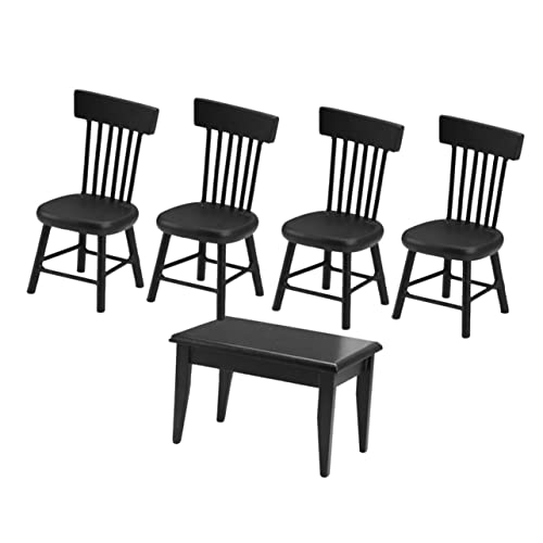 DIKACA 1 Set Miniatur öbel Set Für Puppenhaus Schwarzer Tisch Mit 4 Mini Stühlen Dekoration Für Miniatur Szenen Puppenmöbel Und Bastelprojekte DIKACA 1 Set Miniatur öbel Set Für Puppenhaus Schwarzer Tisch Mit 4 Mini Stühlen Dekoration Für Miniatur Szenen Puppenmöbel Und Bastelprojekte von DIKACA
