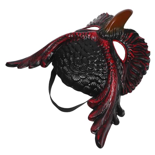 DIKACA Owl Mask Halbes Gesicht Tiermaske aus PP Kunststoff für Erwachsene Halloween Karneval Cosplay Party Verkleidung Rot von DIKACA