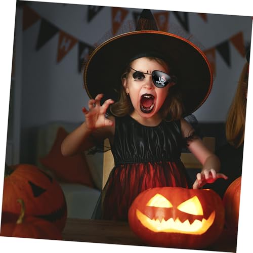 DIKACA Piraten Augenklappe mit Totenkopf Motiv Leichte Atmungsaktive Augenmaske für Halloween und Piratenparty Komfortabel Einfach zu Tragen Schwarzes Cosplay Accessoire von DIKACA