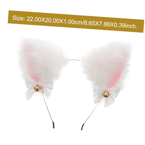 DIKACA Plüsch Katzenohren Haarreif mit Schleife und Glocken Weiches Cosplay Stirnband für Damen und Mädchen Verstellbar Bequem Niedliches Party accessoire für Kostüm und Alltag von DIKACA