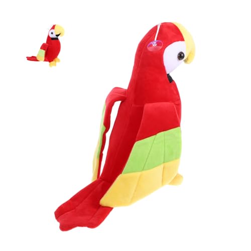 DIKACA Plüschtier Papagei Plüschpapageienmodelle Wohnkultur aus Plüschtieren Cartoon-Papagei- Simulation Papageienspielzeug Plüsch-Papagei-Puppe PP-Baumwolle rot von DIKACA