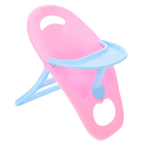 DIKACA Puppen-Esszimmerstuhl Kleiner Hochstuhl Babyhochstuhl Sie das Spiel Hochstuhl Puppenhochstuhl Mini-Puppenhauszubehör puppenhaus möbel Dekoration Plastik Rosa von DIKACA