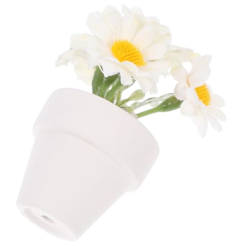DIKACA Puppenhaus Blumentopf Kunstpflanze Pflanzen Mini-hausdekoration Desktop-Ornamente Für Zu Hause Mini-Bonsai-schmuck Miniatur-Bonsai Schmücken Künstliche Topfpflanze Weiß Kunststoff von DIKACA
