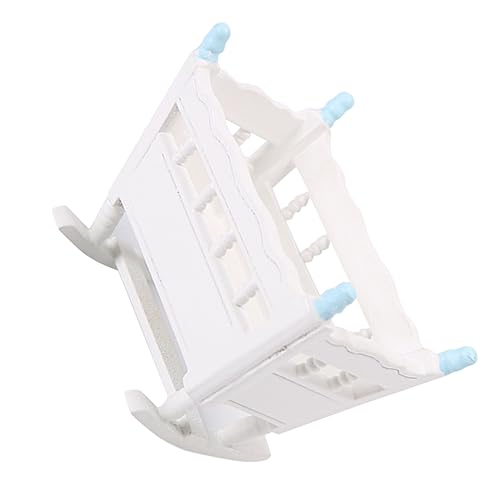 DIKACA Puppenhaus Wiege Miniatur Möbel Blaue Puppenbett Krippe Für Puppenhaus Realistische Puppenmöbel Für Kinderzimmer Und Spielspaß Für Mini Puppen Und Puppenhaus von DIKACA